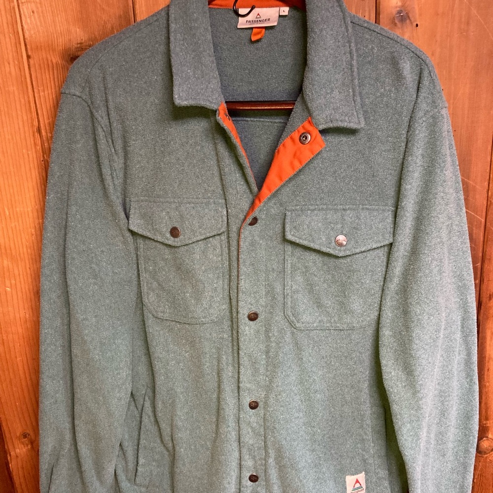 Passenger Men's Teal Shirt Jacket with Orange Accent